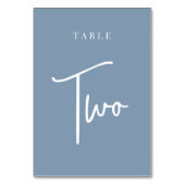 Dusty Blue Hand Scripted Table TWO Kaart (Achterkant)