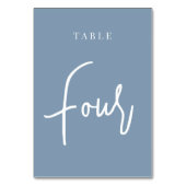 Dusty Blue Hand Scripted Table VIER Kaart (Voorkant)