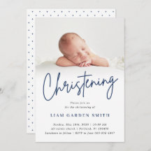 Dusty Blue Handgeschreven Script Christening Boy