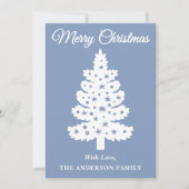 Dusty Blue handgeschreven script kerstboom Feestdagenkaart (Voorkant)