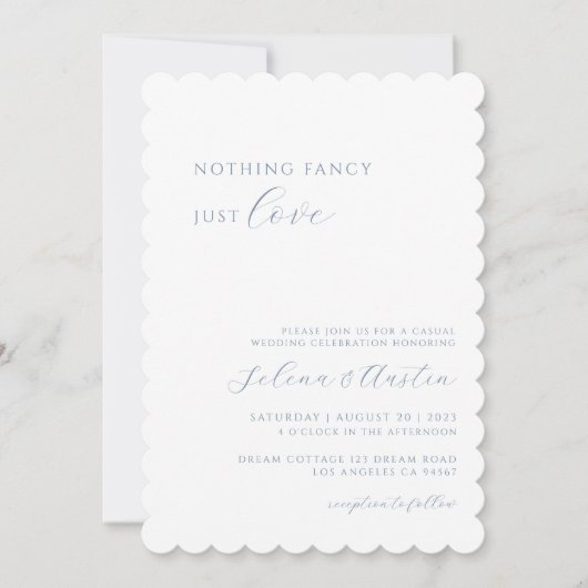 Dusty Blue Handscript Niets Fancy Just Love Kaart (Voorkant)