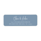Dusty Blue Handwrite Script Return Address Etiket (Voorkant)