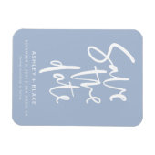 Dusty Blue Handwrited Calligraphy Save the Date Magneet (Horizontaal)