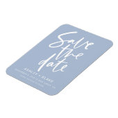 Dusty Blue Handwrited Calligraphy Save the Date Magneet (Linkerzijde)
