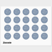 Dusty Blue Handwriting Thank You Wedding Favor Ronde Sticker (Vel)