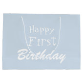 Dusty Blue Happy First Birthday Large Gift Bag Groot Cadeauzakje (Achterkant)