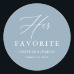 Dusty Blue Havoriet Wedding Treat Box Ronde Sticker<br><div class="desc">Dusty Blue Havoriet Wedding Treat Box</div>
