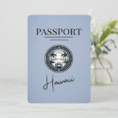 Dusty Blue Hawaii Passport Bewaar de datum Save The Date (Staand voorkant)