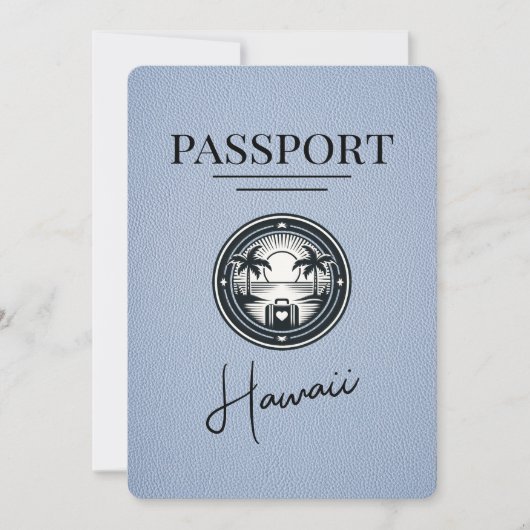 Dusty Blue Hawaii Passport Bewaar de datum Save The Date (Voorkant)