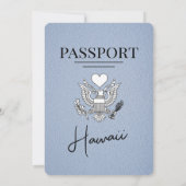 Dusty Blue Hawaii Passport Wedding Invitation Kaart (Achterkant)