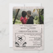 Dusty Blue Hawaii Passport Wedding Invitation Kaart (Voorkant)