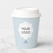 Dusty Blue & Heart Business Logo Custom Paper Papieren Bekers (Voorkant)
