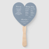 Dusty Blue Heart Elegant Script Wedding Programme Handwaaier (Achterkant)