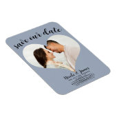 Dusty Blue Heart Foto Bruiloft Save the Date Magneet (Rechterzijde)