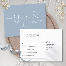 Dusty Blue Heart Script Songverzoek RSVP Kaart