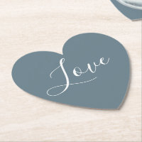 Dusty Blue Heart White Love Script