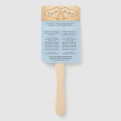 Dusty Blue Hearts in Sand Beach Trouwprogramma Handwaaier (Achterkant)