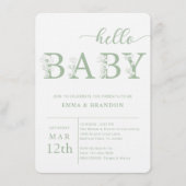 Dusty Blue Hello Baby Wildflower Invitation Kaart (Voorkant)