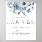 Dusty blue help de drukke bruid Adres en envelop Poster (Voorkant)