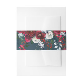 Dusty Blue | Het huwelijk van Burgundy Bloom Uitnodigingen Wikkel