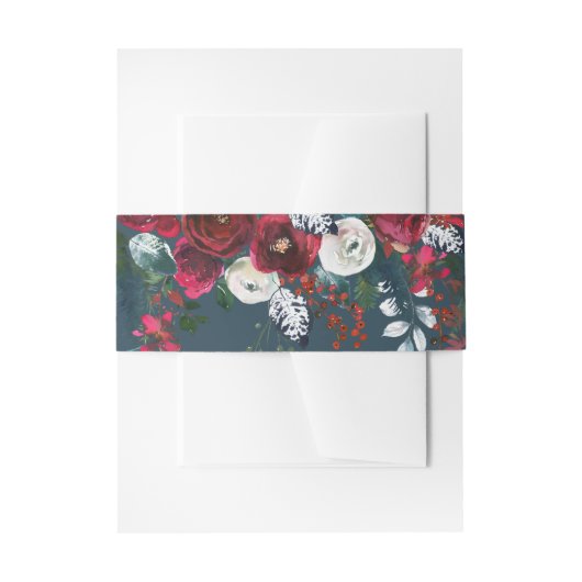 Dusty Blue | Het huwelijk van Burgundy Bloom Uitnodigingen Wikkel (Voorkant Voorbeeld)