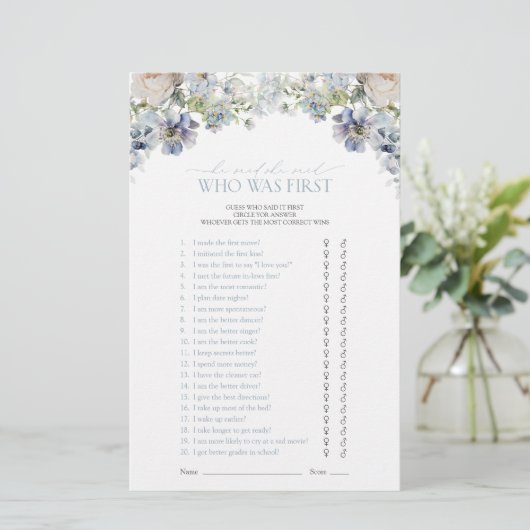 Dusty Blue Hij zei dat ze florale douche spel zei (Staand voorkant)