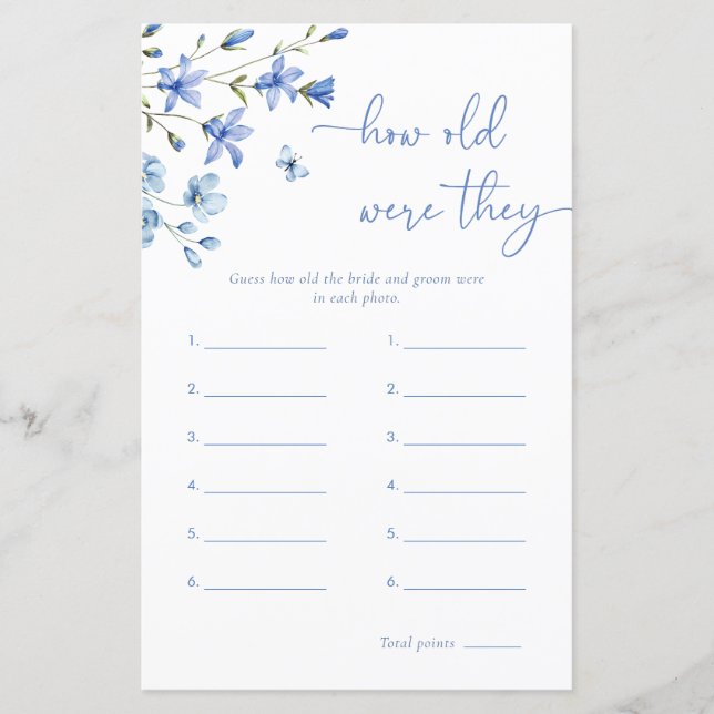 Dusty Blue Hoe oud waren ze Vrijgezellenfeest spel (Voorkant)