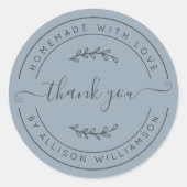 Dusty Blue Homemade Thank You Label (Voorkant)