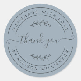 Dusty Blue Homemade Thank You Label
