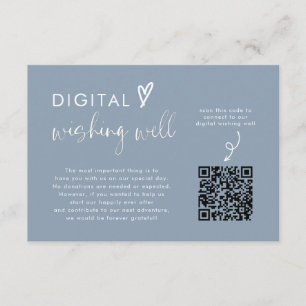 Dusty Blue Honeymoon Fund QR Code Trouwregister Informatiekaartje