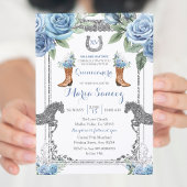 Dusty Blue Horse Charra Mis XV Anos Birthday Kaart