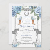 Dusty Blue Horse Charra Mis XV Anos Birthday Kaart (Voorkant)