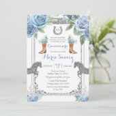 Dusty Blue Horse Charra Mis XV Anos Birthday Kaart (Staand voorkant)