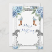 Dusty Blue Horse Charra Mis XV Anos Birthday Kaart (Achterkant)