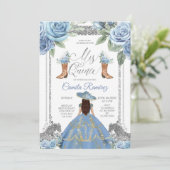 Dusty Blue Horse & Westerne Boots Sweet 16th Kaart (Staand voorkant)