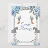 Dusty Blue Horse & Westerne Boots Sweet 16th Kaart (Achterkant)