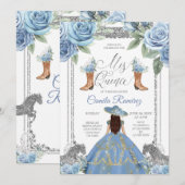 Dusty Blue Horse & Westerne Boots Sweet 16th Kaart (Voorkant / Achterkant)