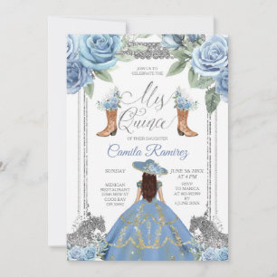 Dusty Blue Horse & Westerne Boots Sweet 16th Kaart