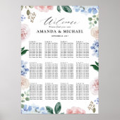 Dusty Blue hortensia's bruiloft zitgrafiek Poster (Voorkant)