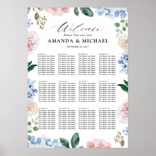 Dusty Blue hortensia's bruiloft zitgrafiek Poster