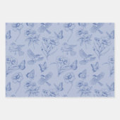 Dusty Blue Hummingbird & Butterfly Floral Wrapping Inpakpapier Vel (Voorkant 2)