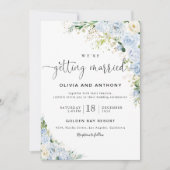 Dusty Blue huwelijksceremonie uitnodiging (Voorkant)