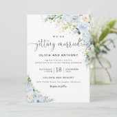 Dusty Blue huwelijksceremonie uitnodiging (Staand voorkant)