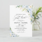 Dusty Blue huwelijksceremonie uitnodiging (Staand voorkant)