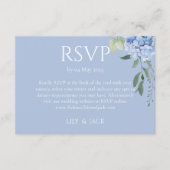 Dusty Blue Hydrangea 2 Gast Bruiloft RSVP Informatiekaartje (Voorkant)