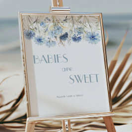 DUSTY Blue Hydrangea Baby shower Baby's zijn zoet Poster