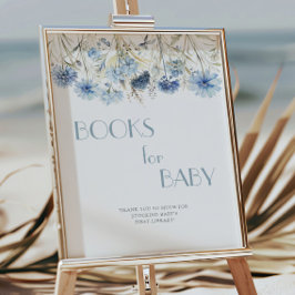 DUSTY Blue Hydrangea Baby shower Boeken voor Baby Poster