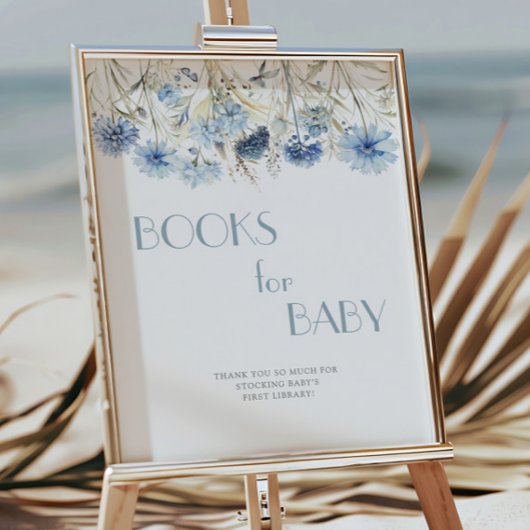 DUSTY Blue Hydrangea Baby shower Boeken voor Baby Poster