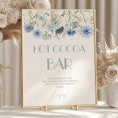 DUSTY Blue Hydrangea Baby shower Hot Cocoa Bar Poster