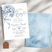Dusty Blue Hydrangea Baby shower Kaart